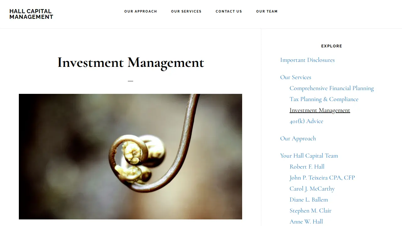 Hall Capital Management Co page