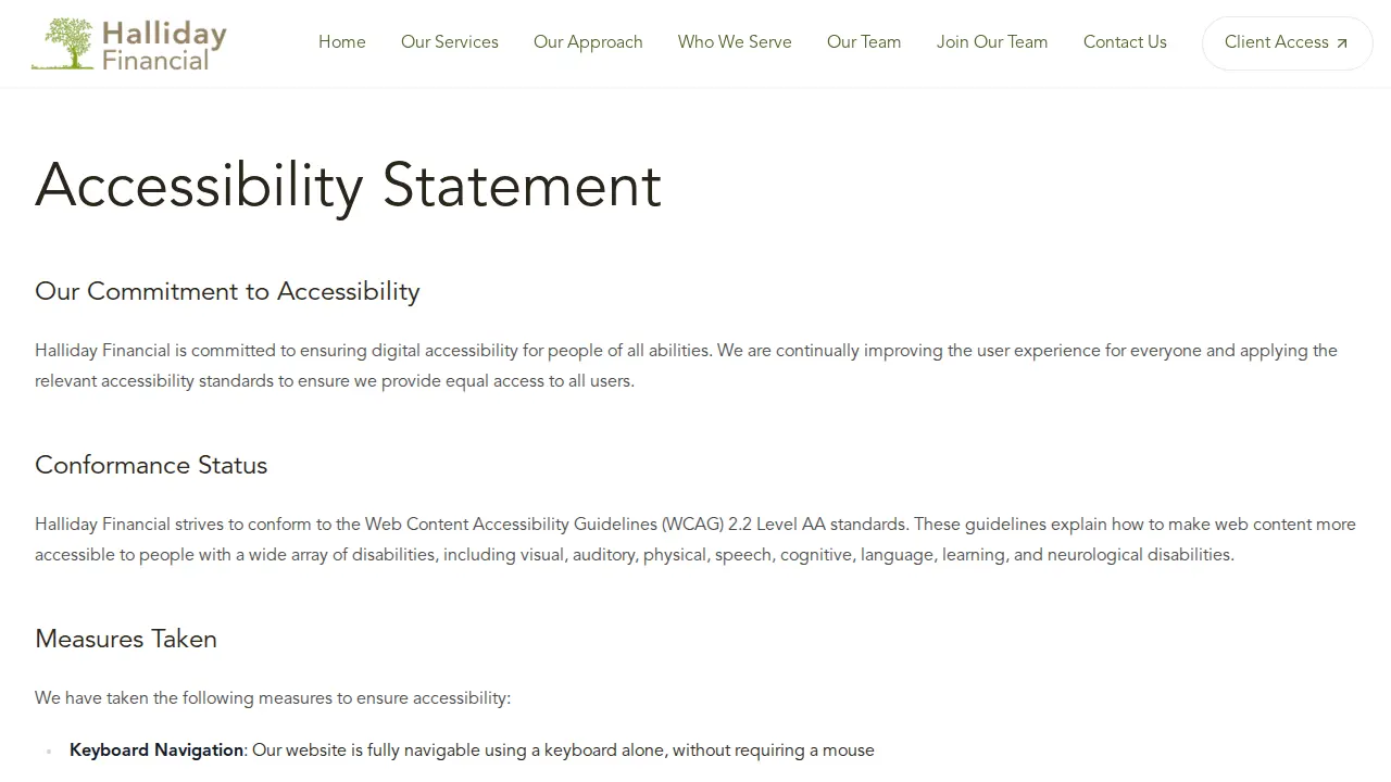 Halliday Financial page