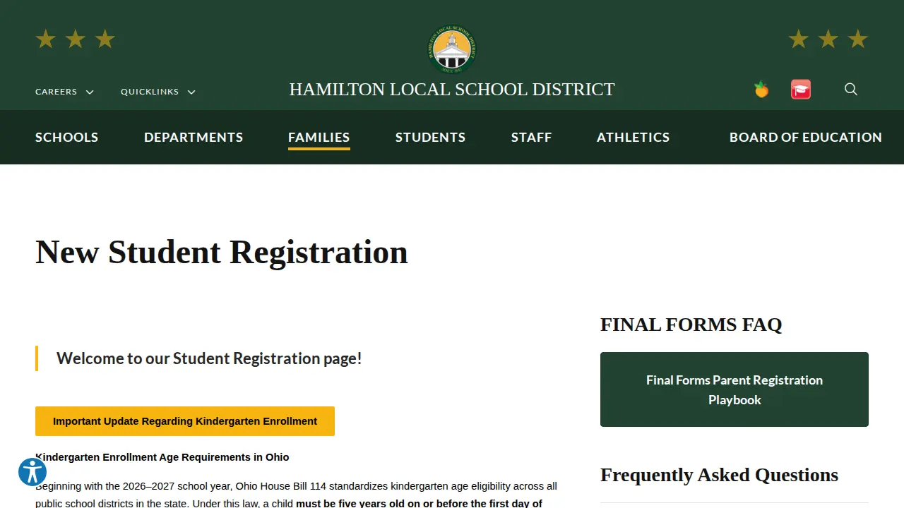 Hamilton Middle School page