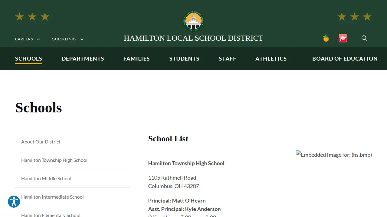 Hamilton Middle School page