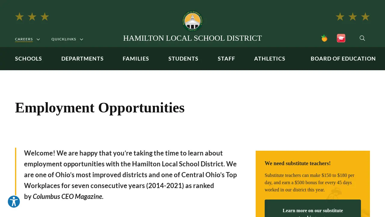 Hamilton Middle School page