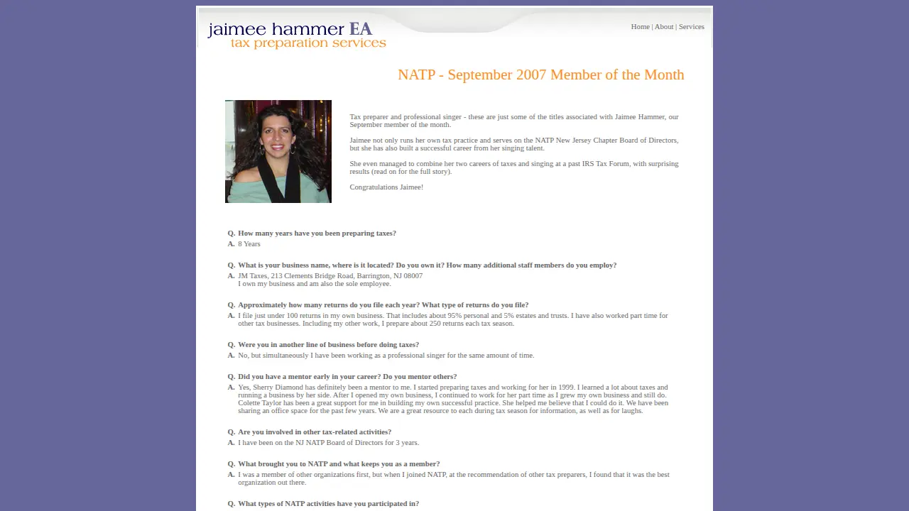 Jaimee Hammer, EA page