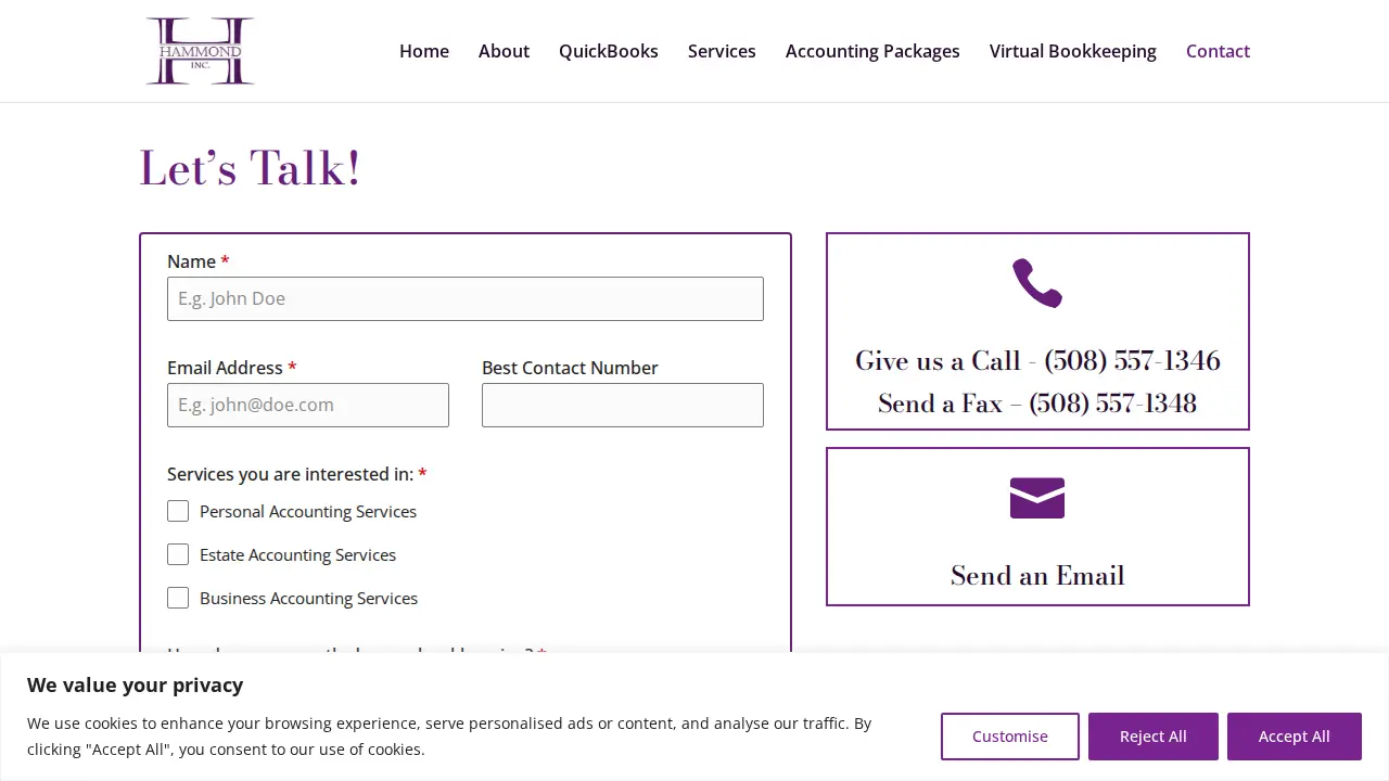 Hammond Inc. page