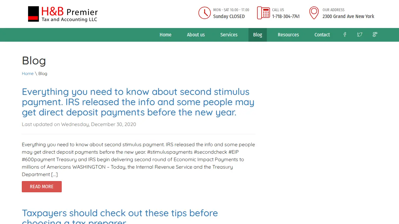 H&B Premier Tax & Accounting LLC page