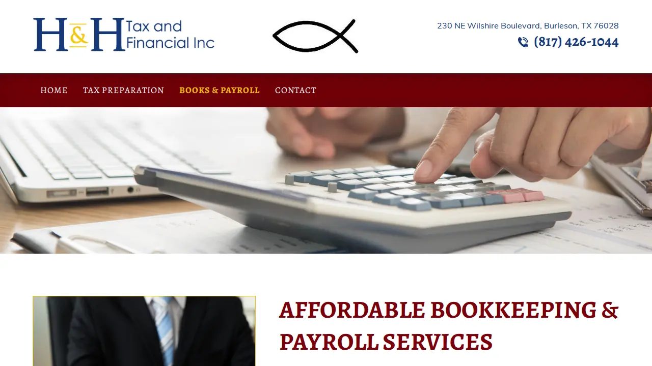 H & H Tax & Financial page