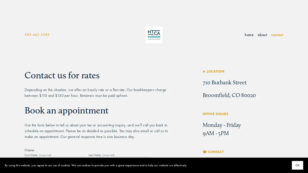 Hansen Tax Consulting & Accounting page