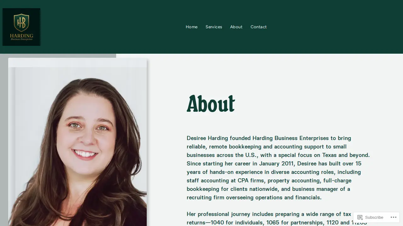 Harding Accounting Services page