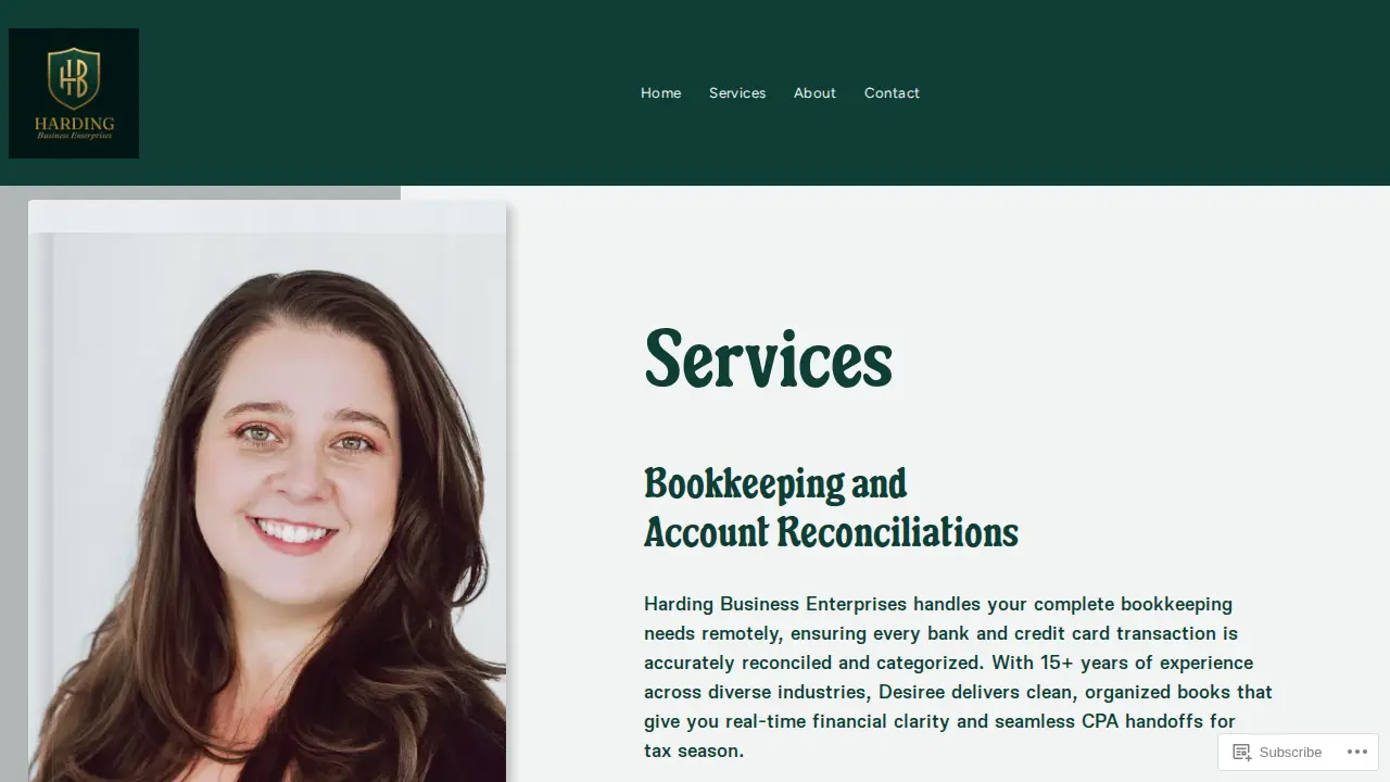 Harding Accounting Services page
