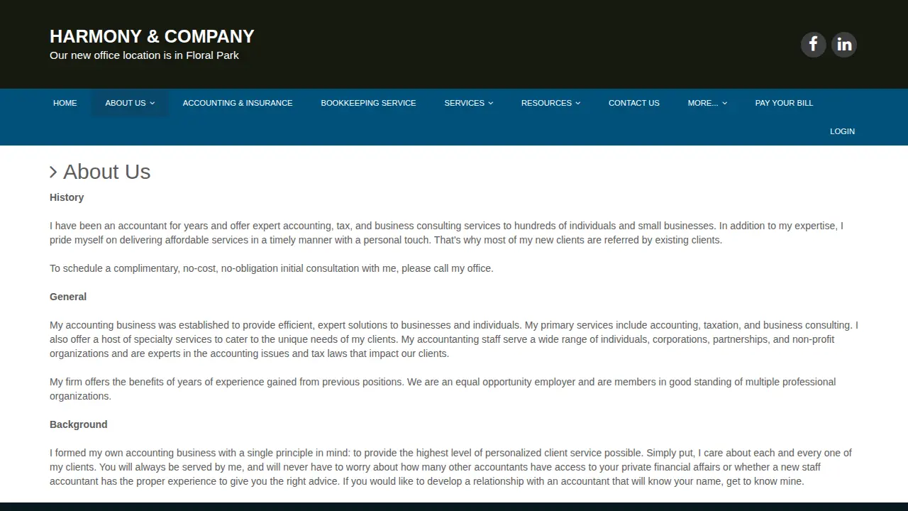 Harmony & Co page