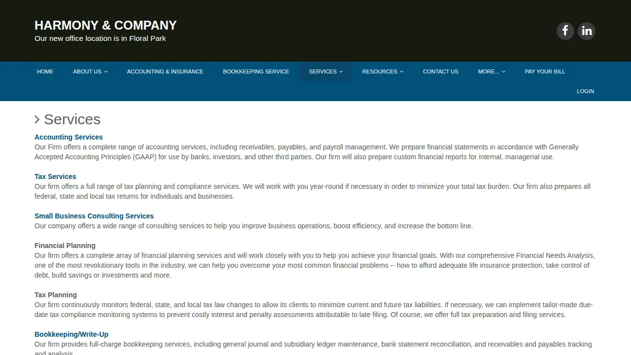Harmony & Co page