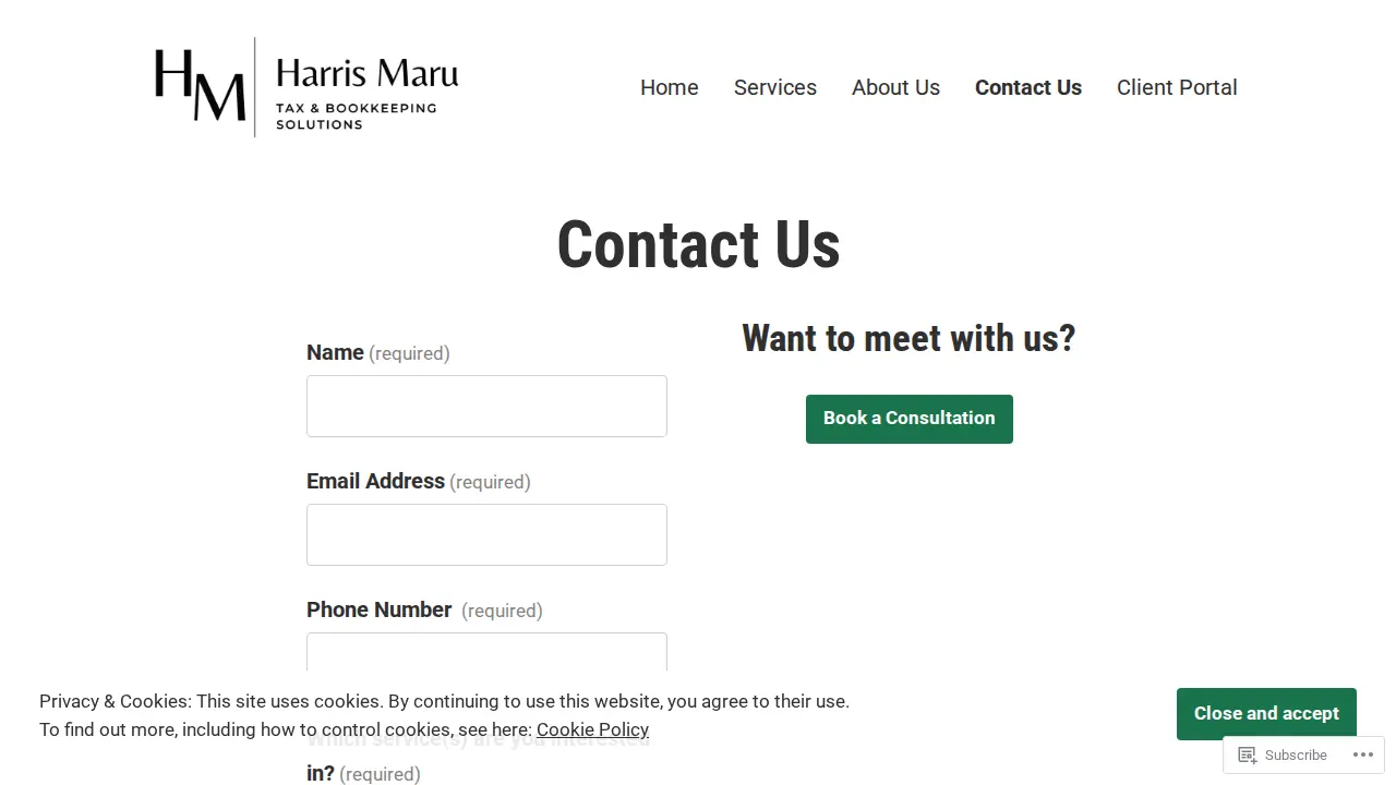 Harris Maru Tax & Bookkeeping Solutions page