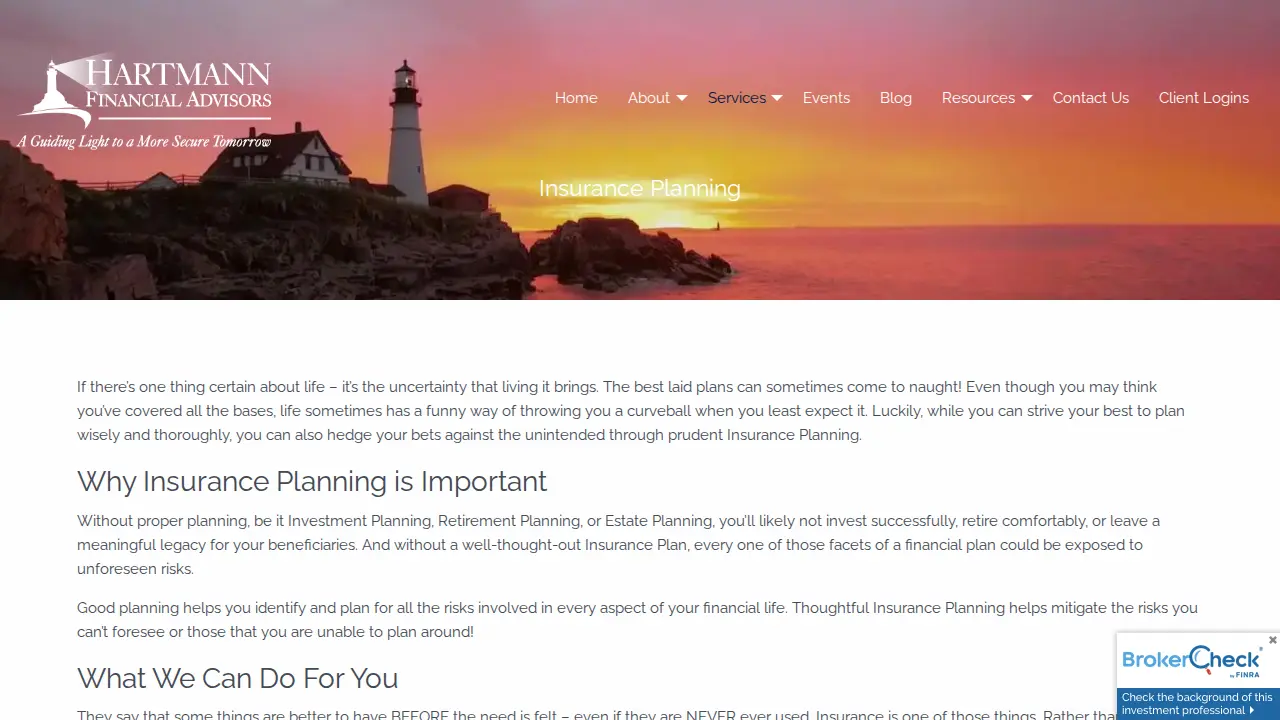 Hartmann Financial Advisors page