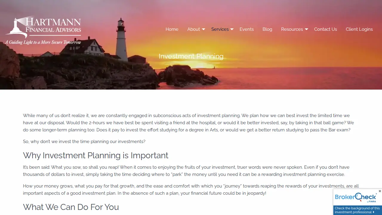 Hartmann Financial Advisors page