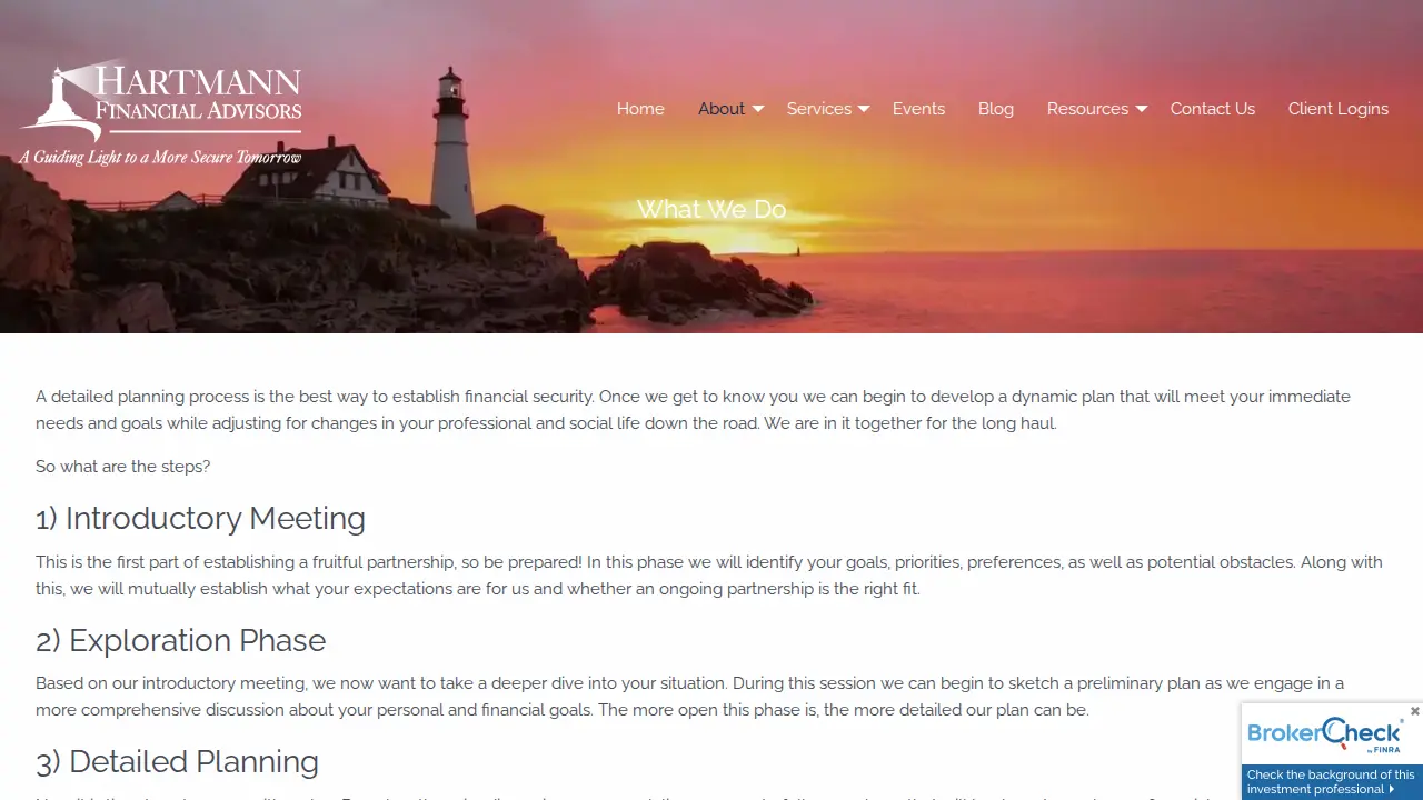 Hartmann Financial Advisors page