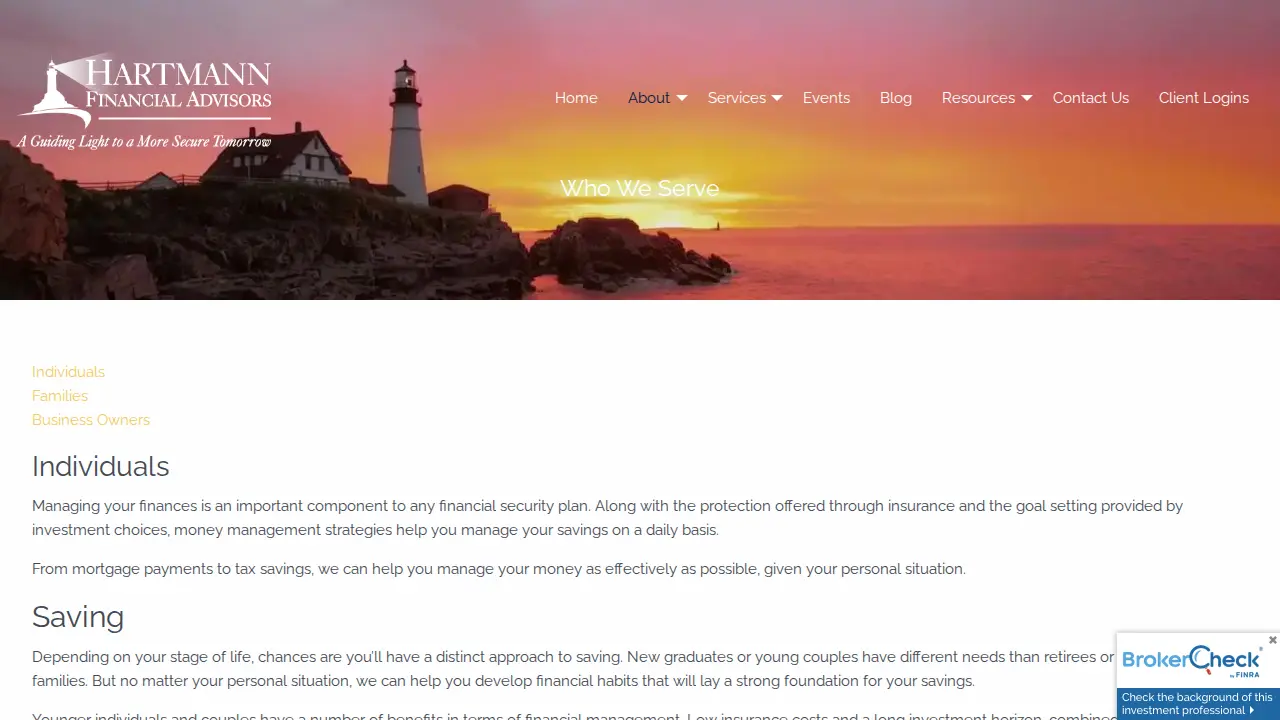 Hartmann Financial Advisors page