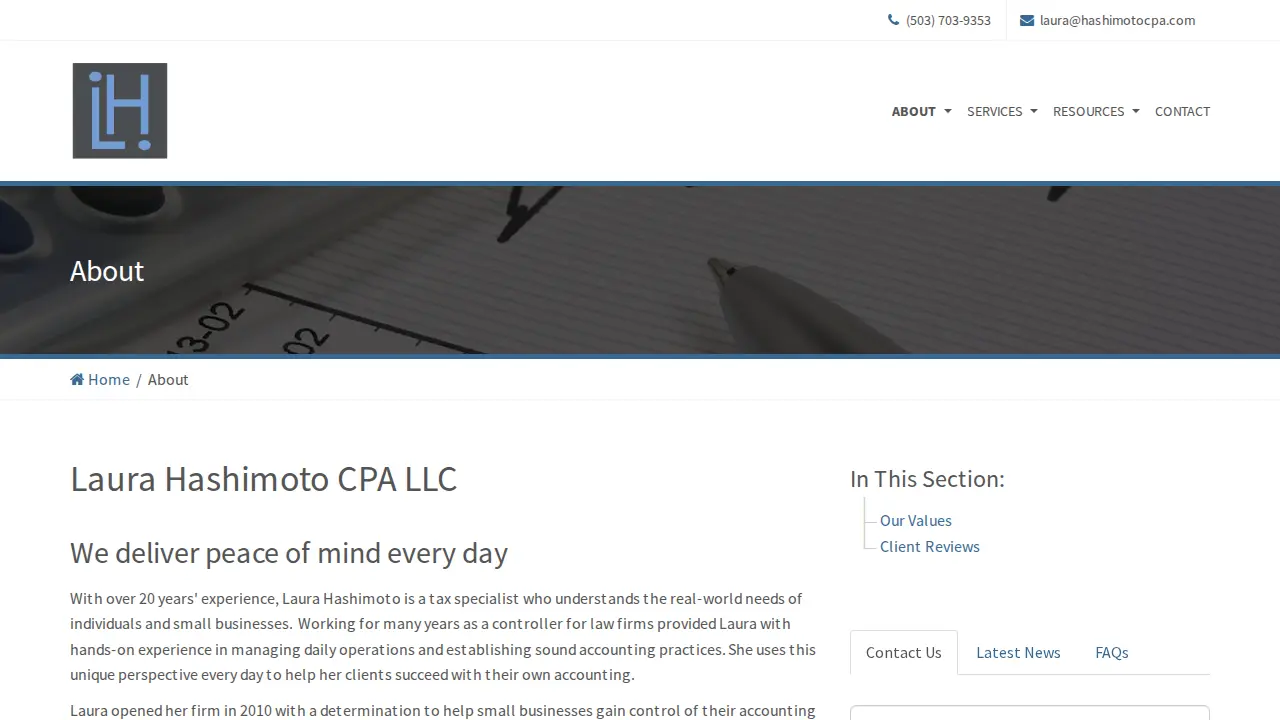 Laura Hashimoto CPA, LLC page