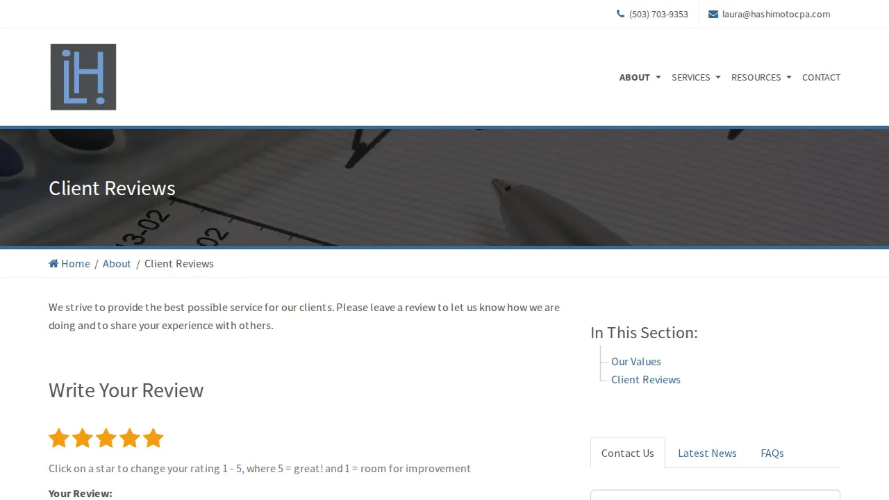 Laura Hashimoto CPA, LLC page