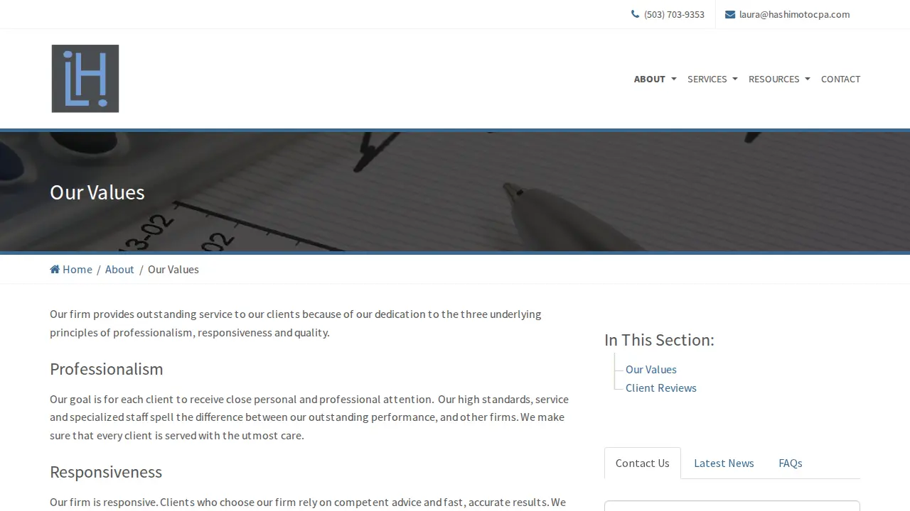 Laura Hashimoto CPA, LLC page