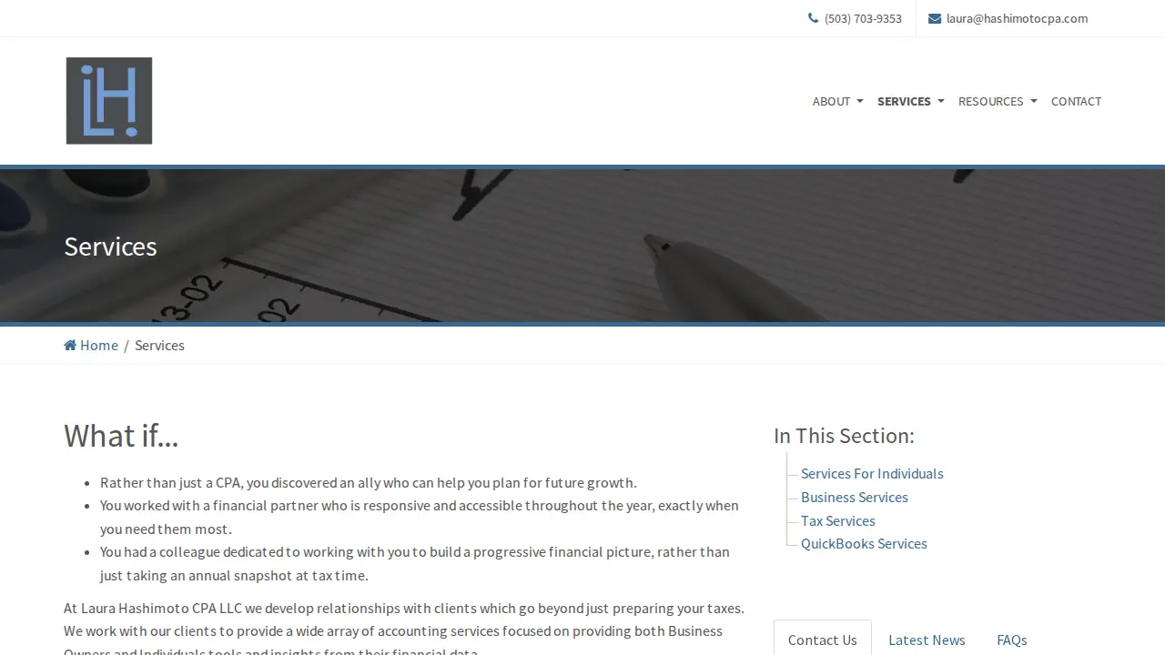 Laura Hashimoto CPA, LLC page