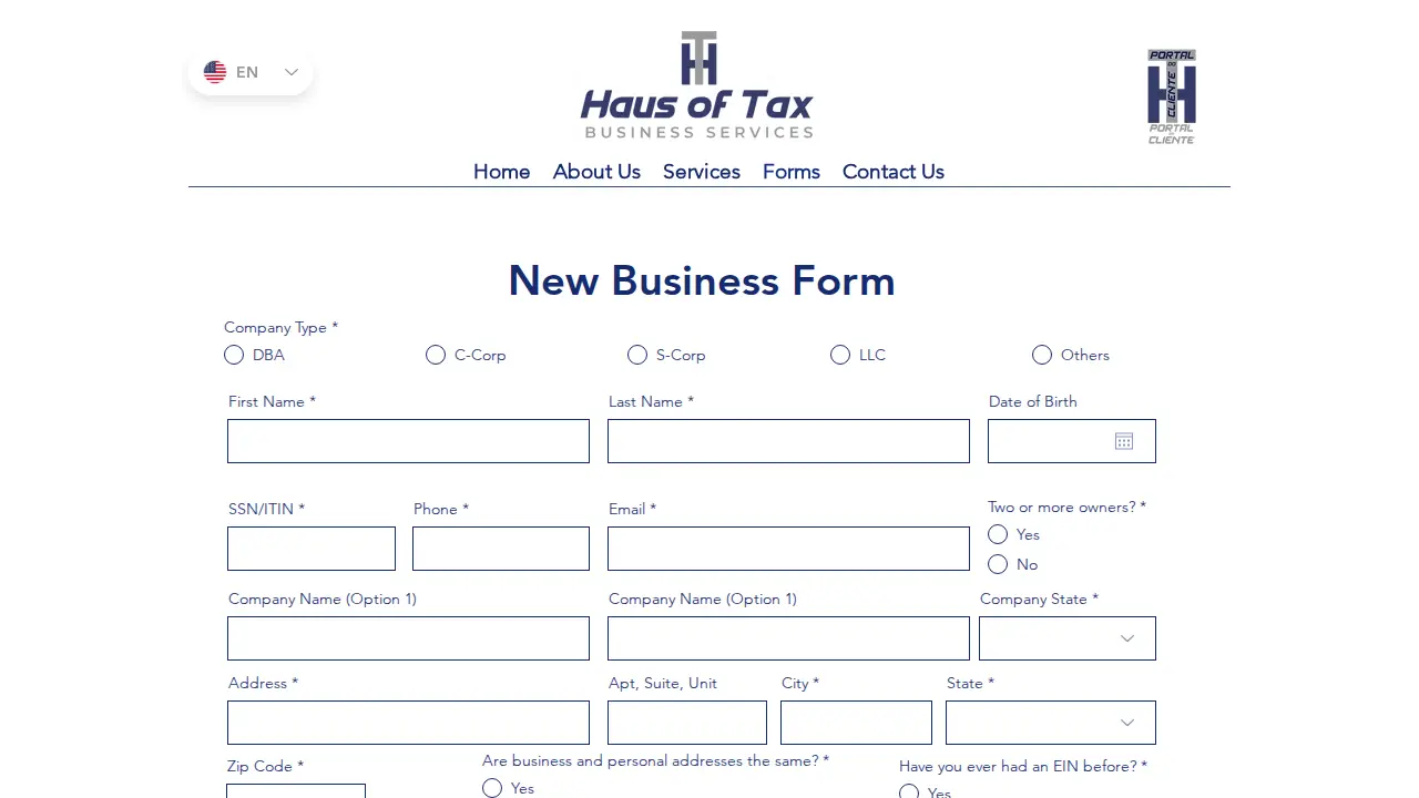 Haus of Tax Business Services page