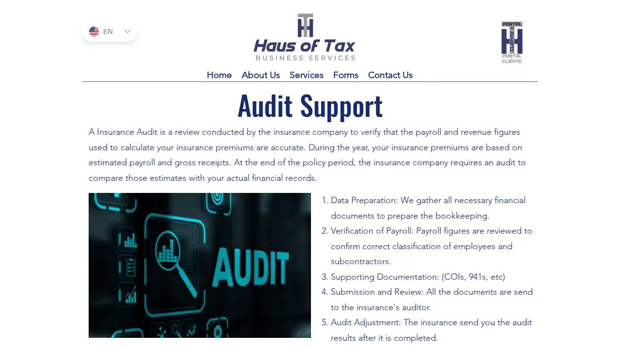 Haus of Tax Business Services page