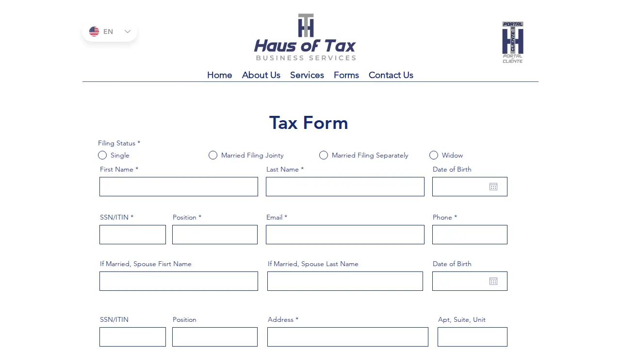 Haus of Tax Business Services page