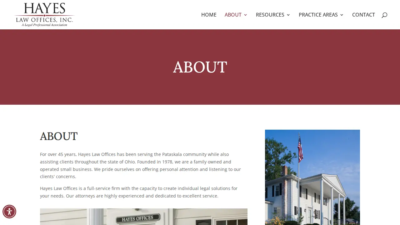 Hayes Law Offices, Inc. LPA page