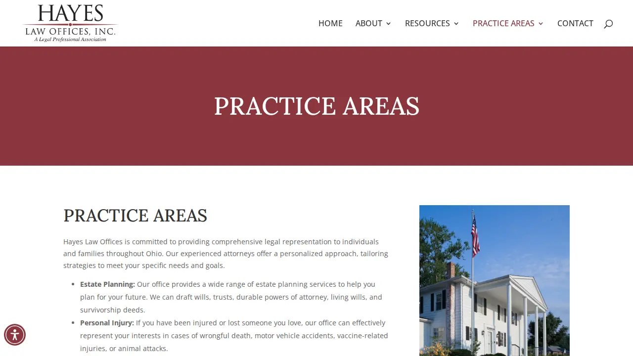 Hayes Law Offices, Inc. LPA page