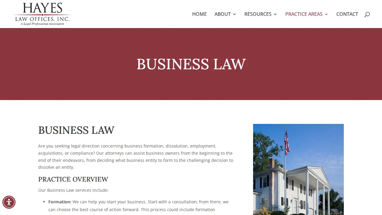 Hayes Law Offices, Inc. LPA page