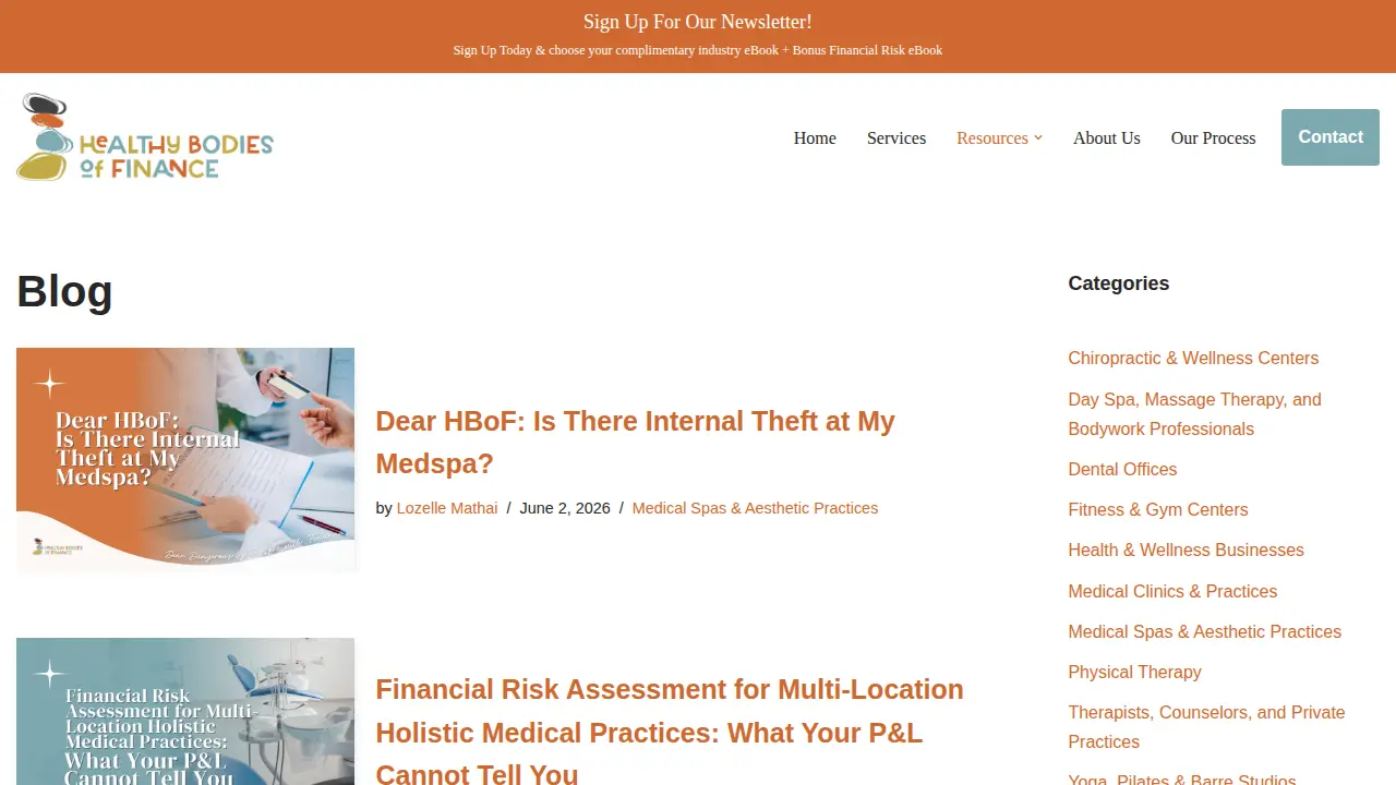 Healthy Bodies of Finance page