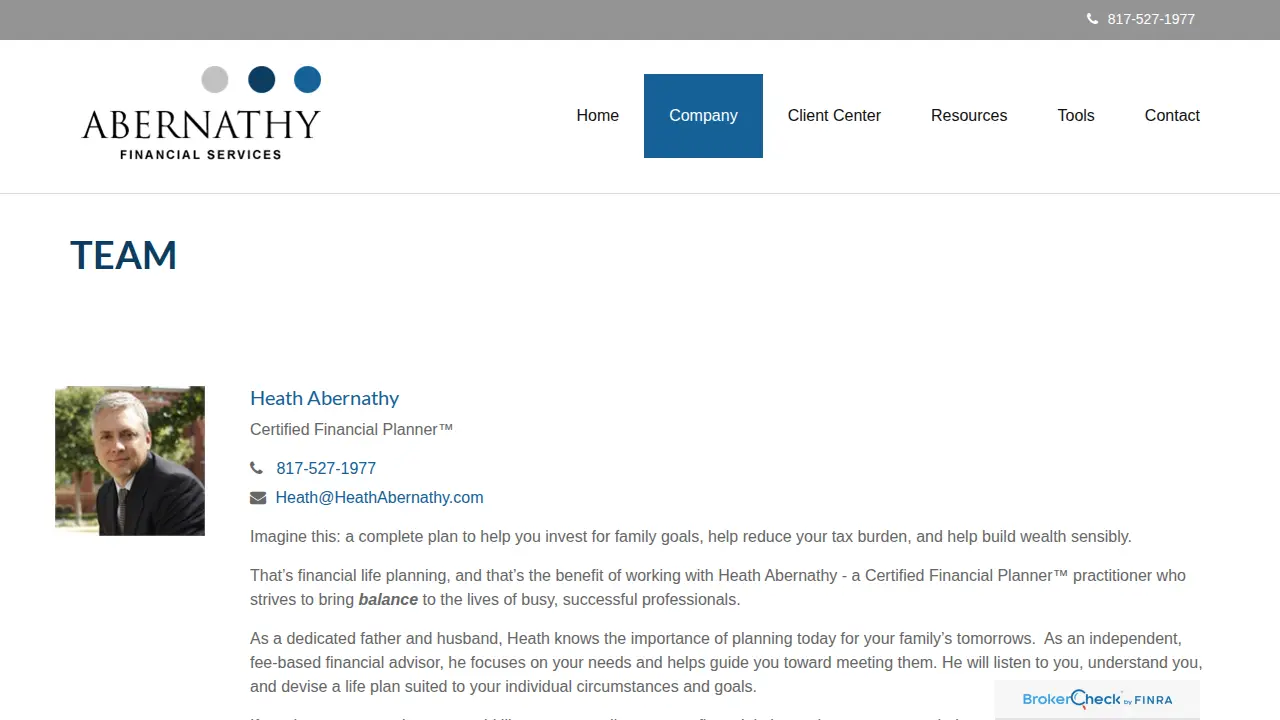 Abernathy Financial Services page