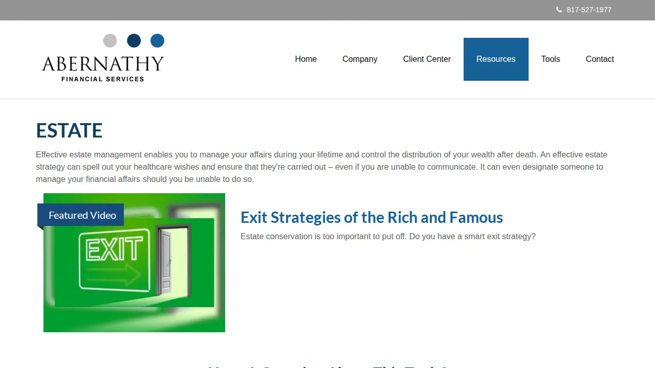 Abernathy Financial Services page