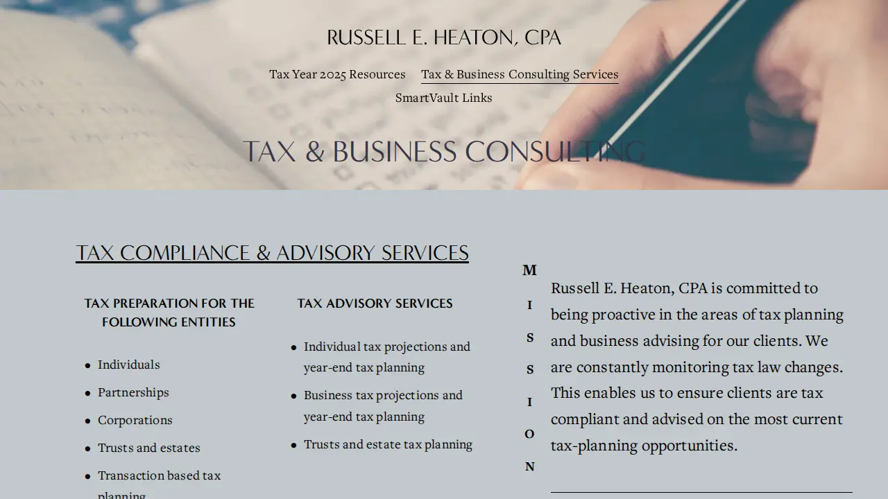 Russell E Heaton CPA page