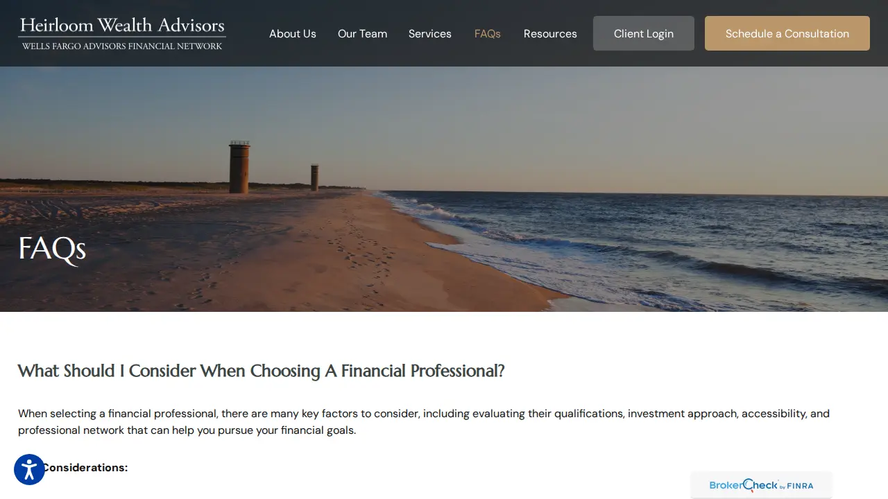 Heirloom Wealth Advisors page