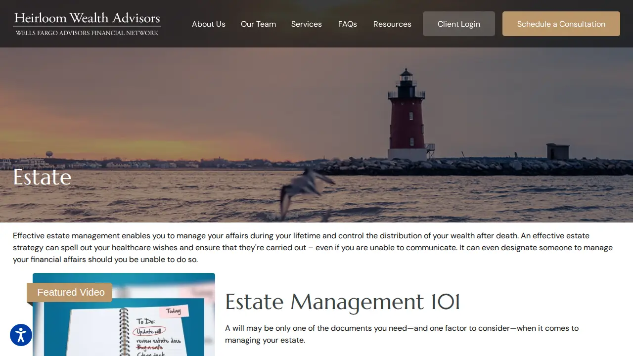Heirloom Wealth Advisors page
