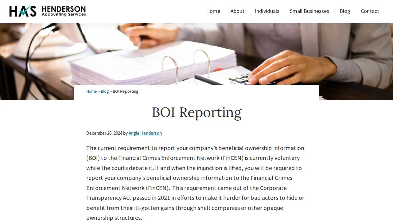 Henderson Accounting Services page