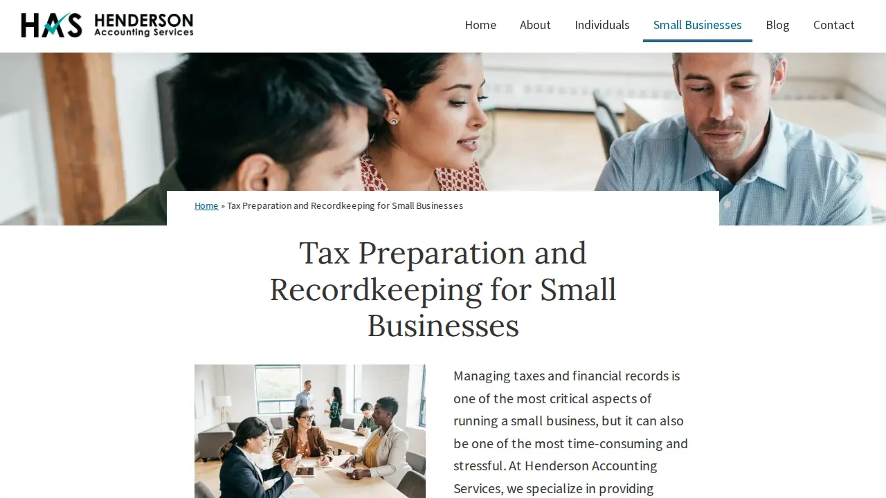 Henderson Accounting Services page