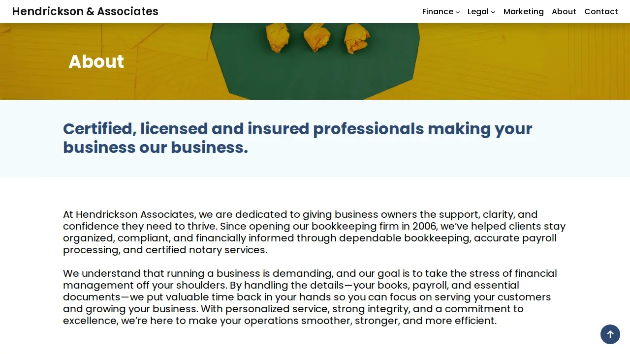 Hendrickson & Associates page