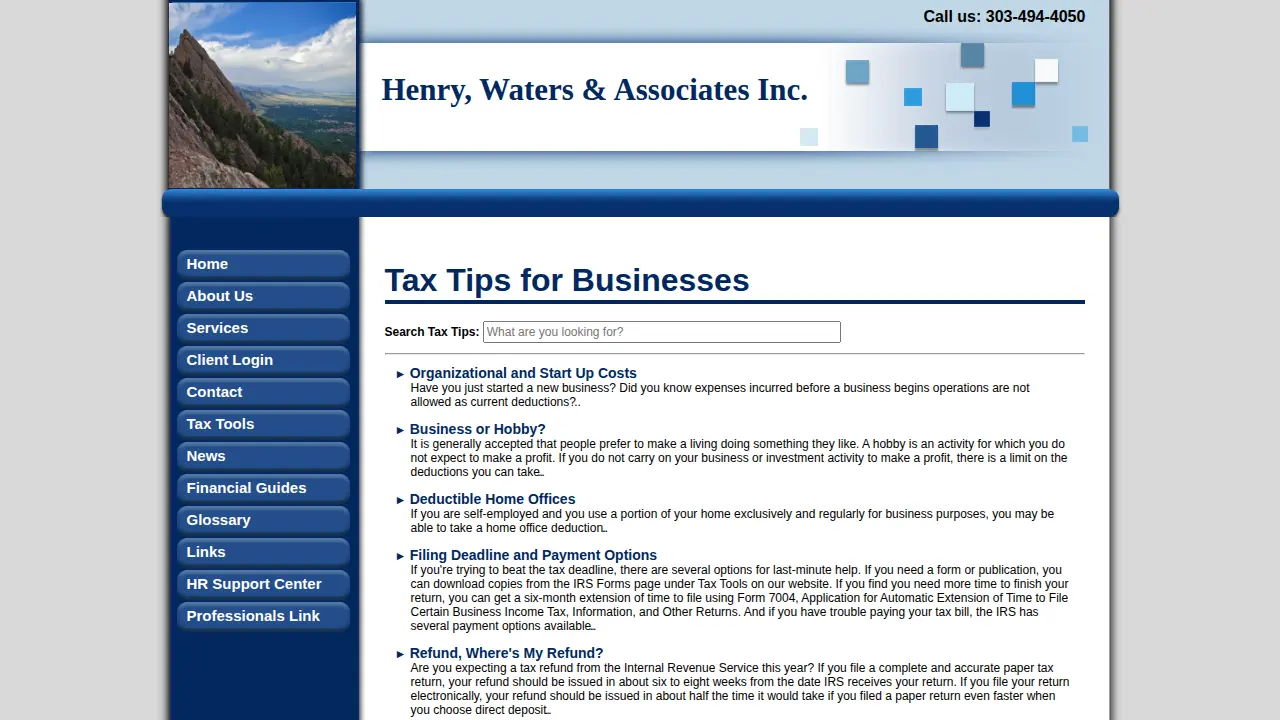Henry Waters & Associates Inc page