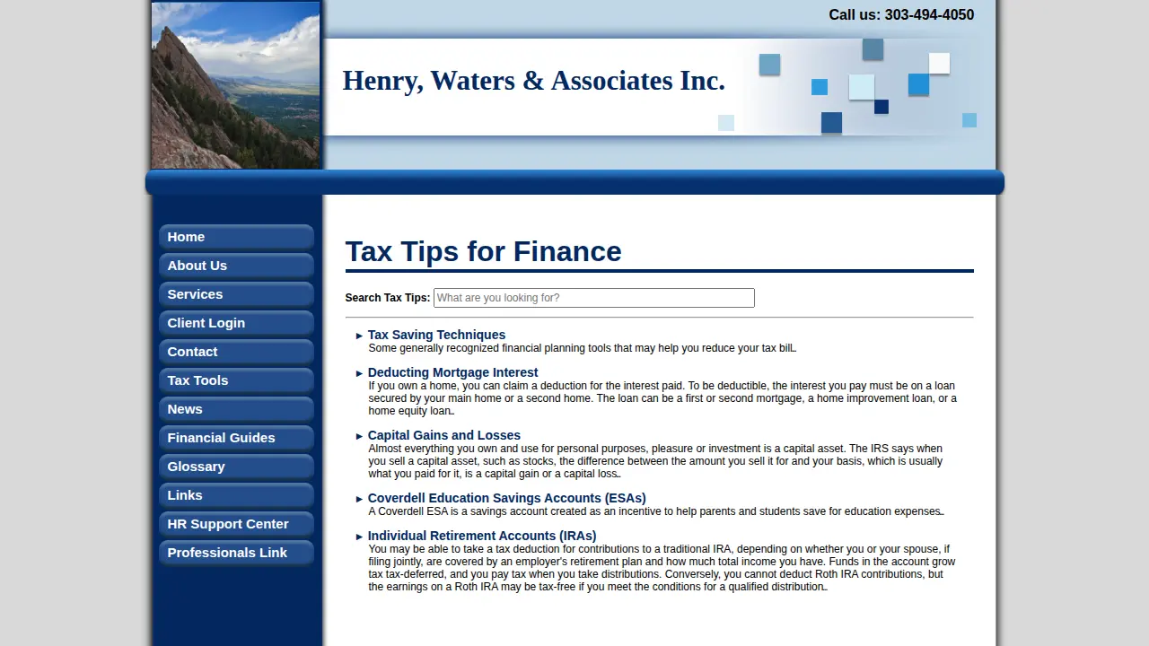 Henry Waters & Associates Inc page