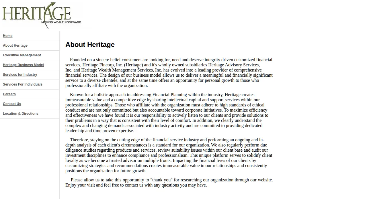 Heritage Fincorp Inc page