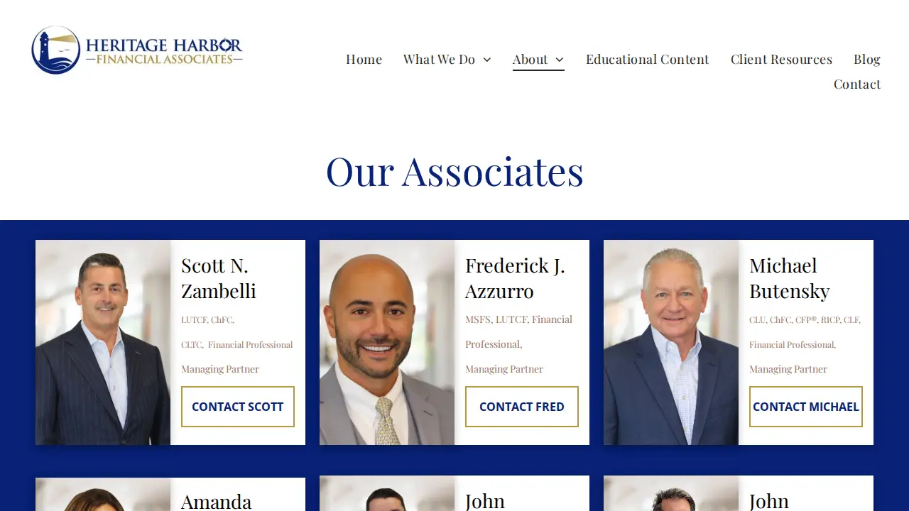 Heritage Harbor Financial Associates page