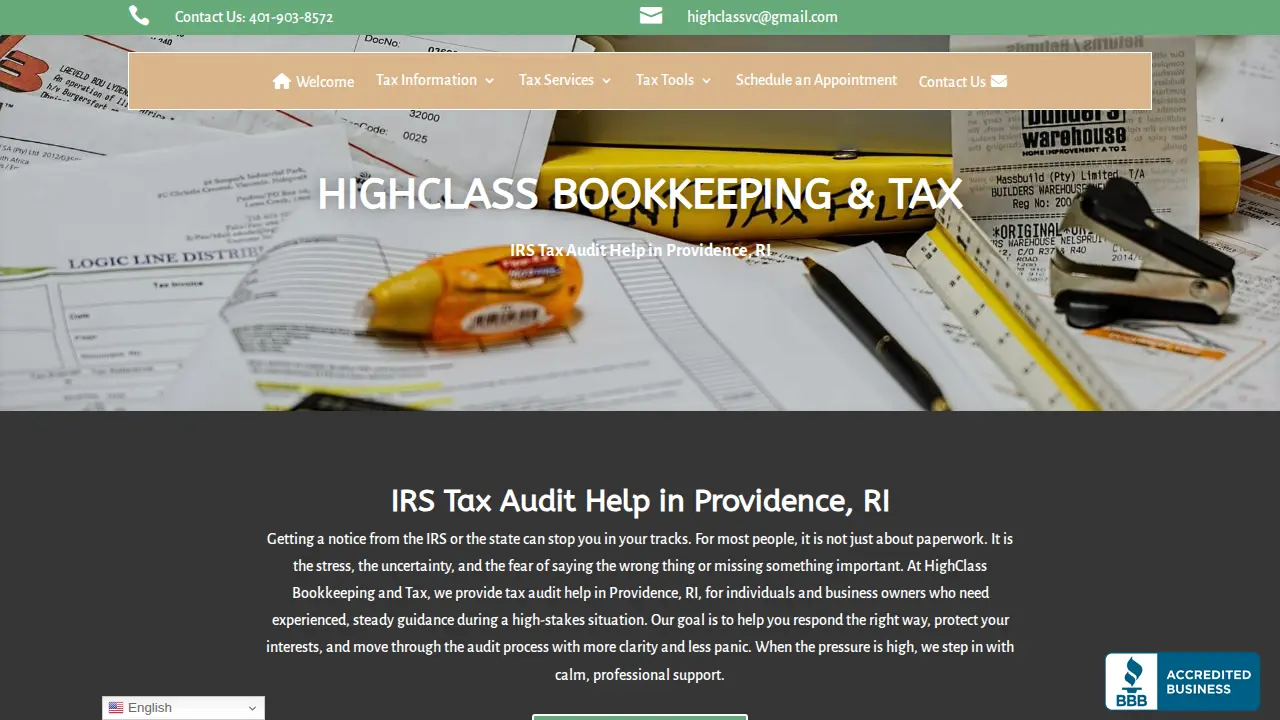 HighClass Bookkeeping & Tax Services page