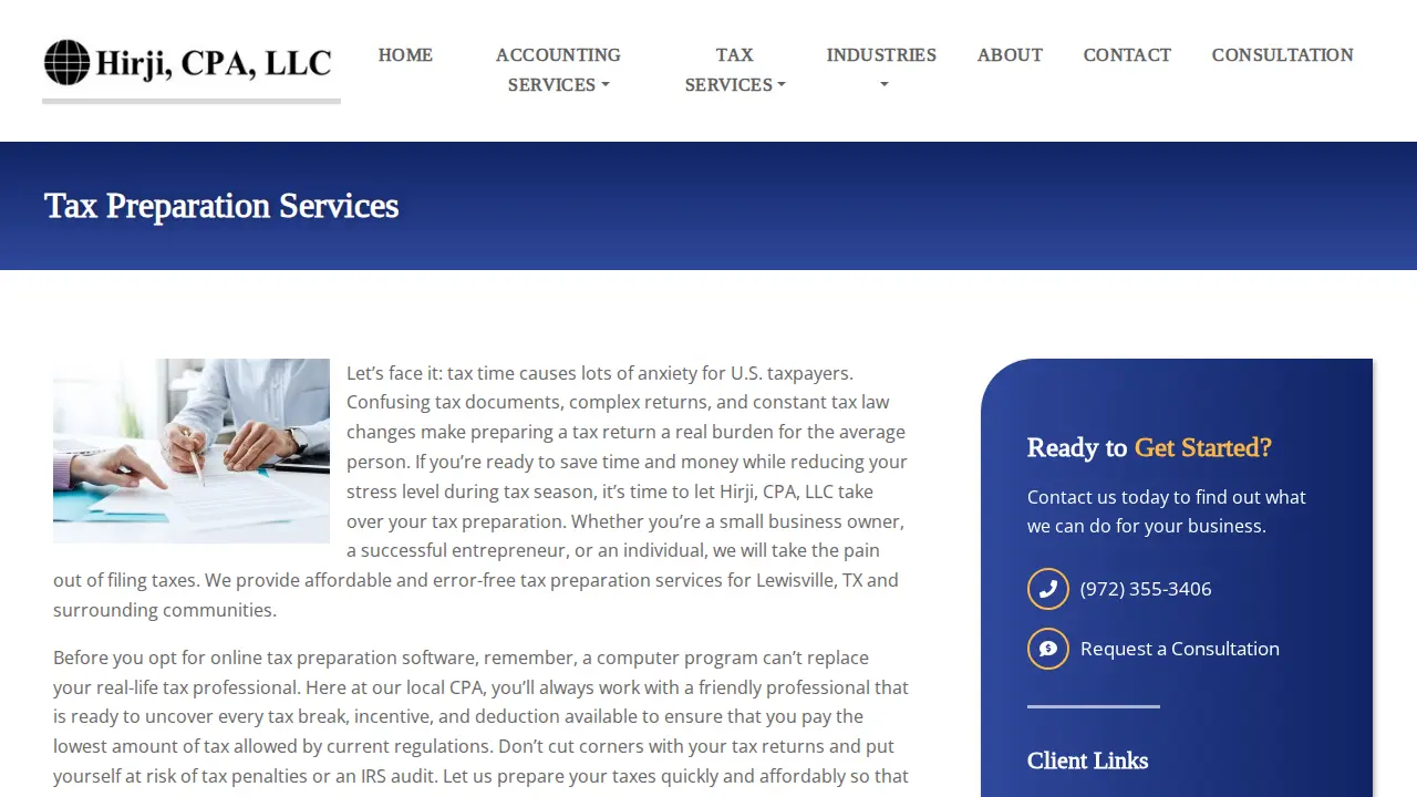 Hirji CPA LLC page