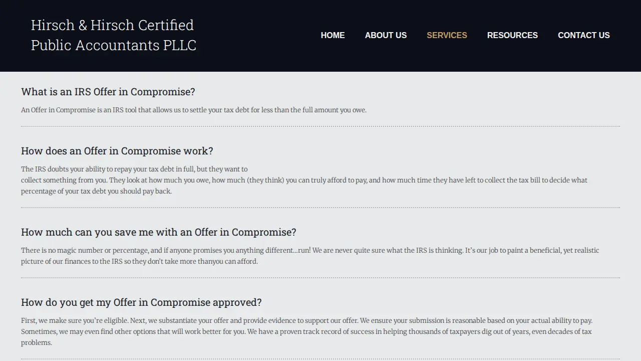 Hirsch & Hirsch Certified Public Accountants PLLC page