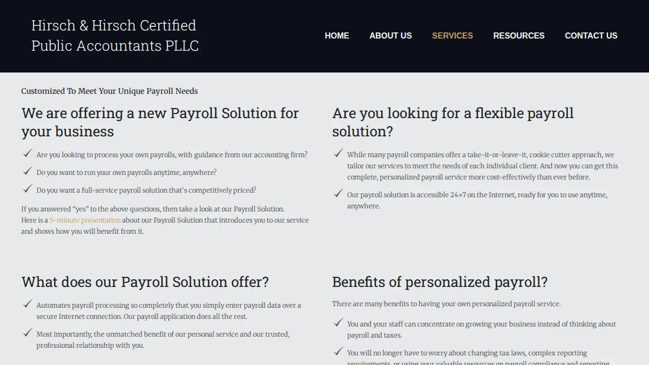 Hirsch & Hirsch Certified Public Accountants PLLC page