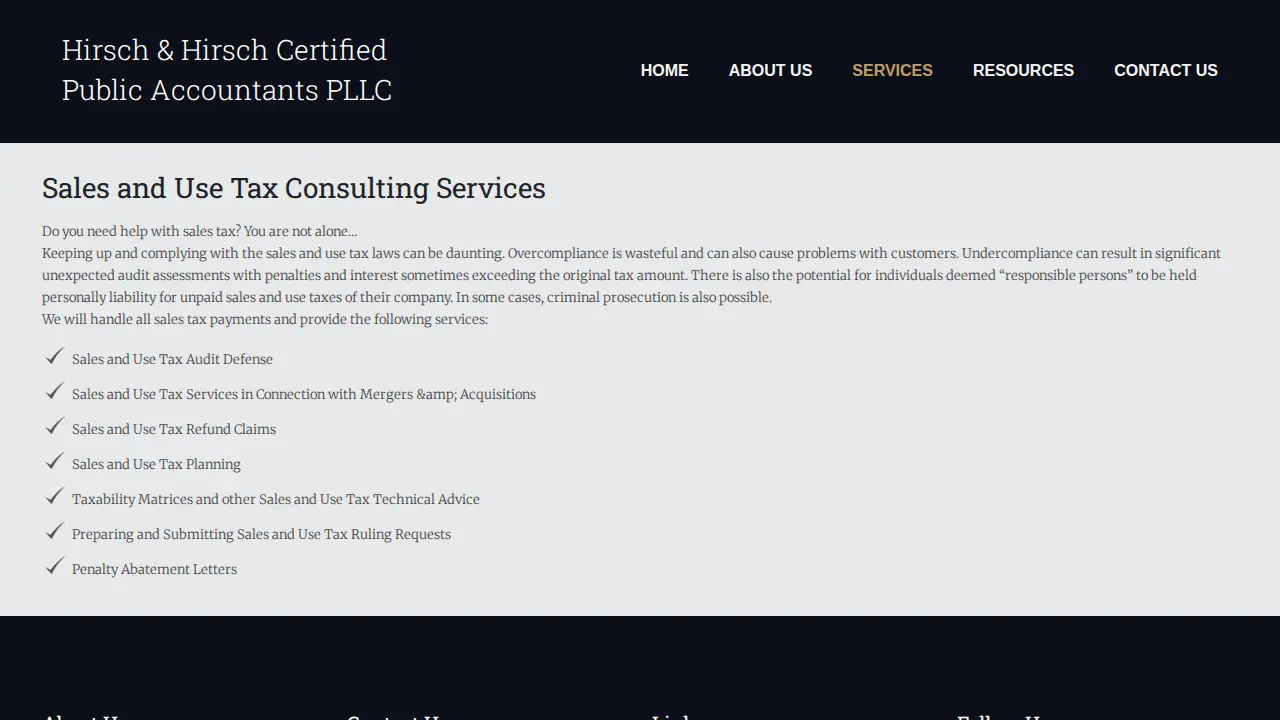 Hirsch & Hirsch Certified Public Accountants PLLC page