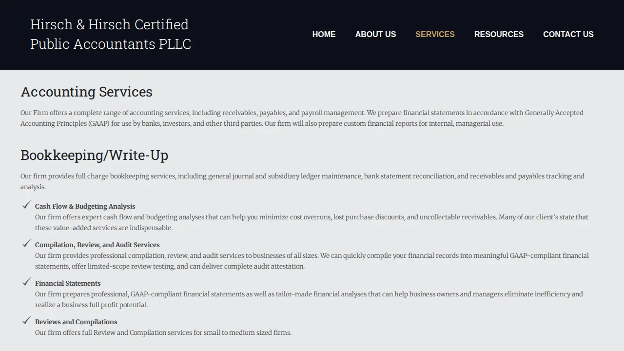 Hirsch & Hirsch Certified Public Accountants PLLC page