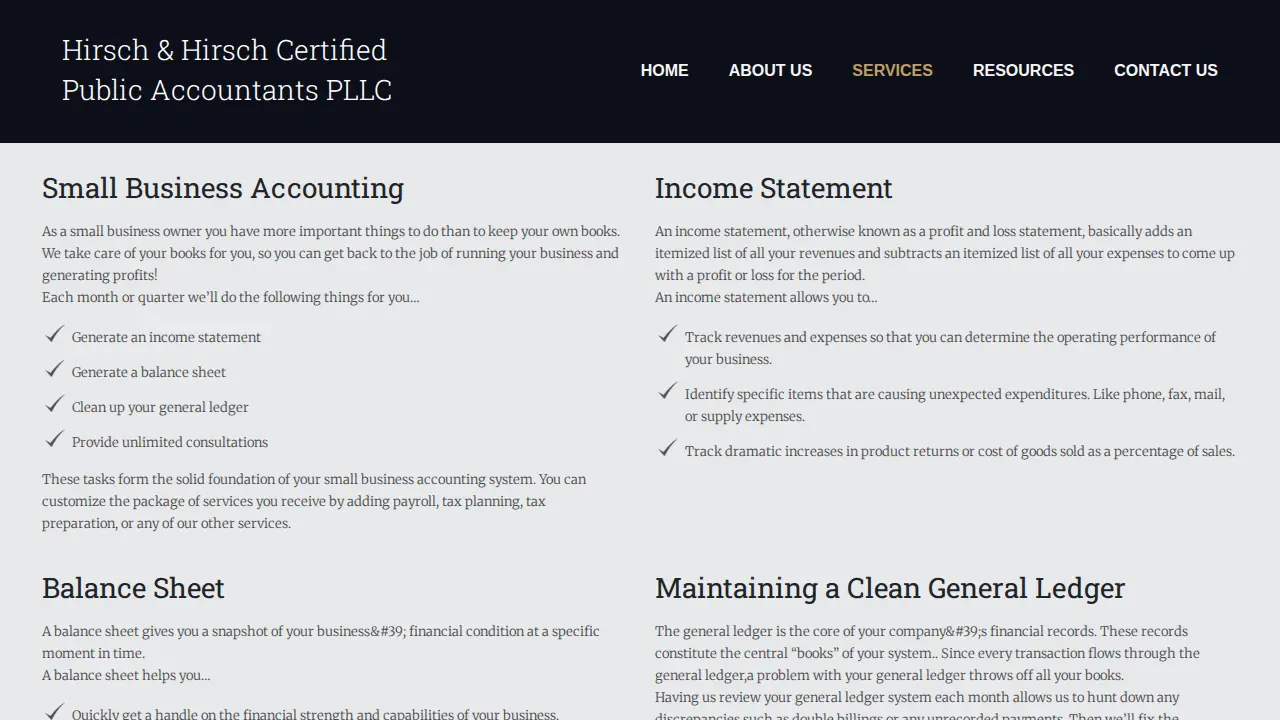 Hirsch & Hirsch Certified Public Accountants PLLC page