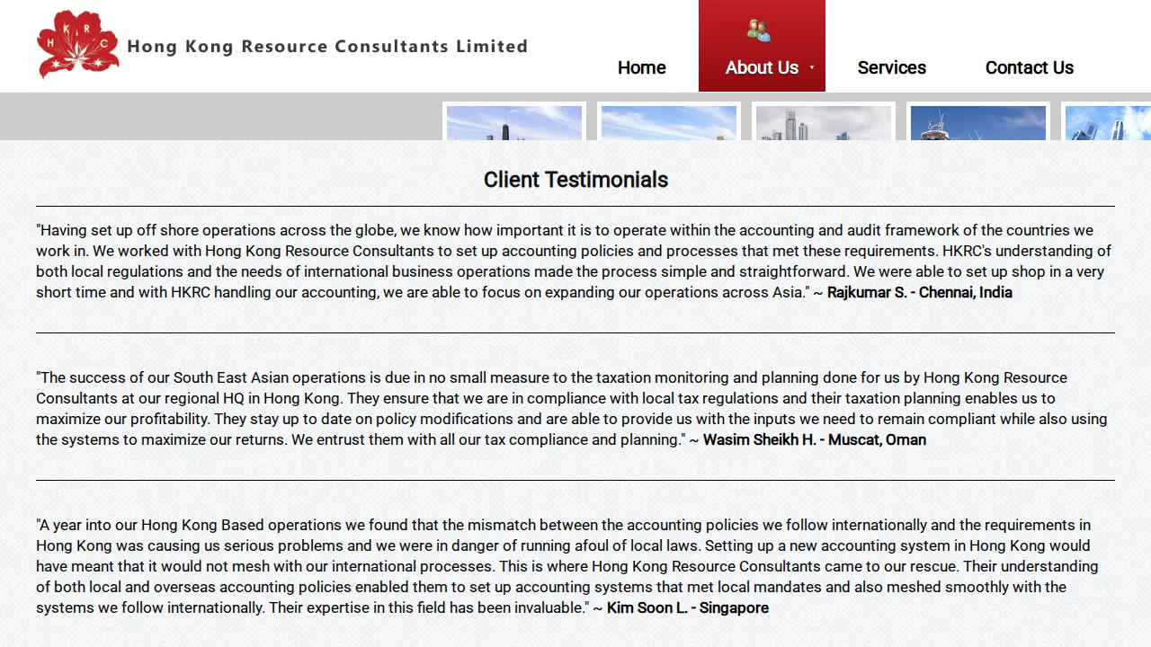 Hong Kong Resource Consultants page